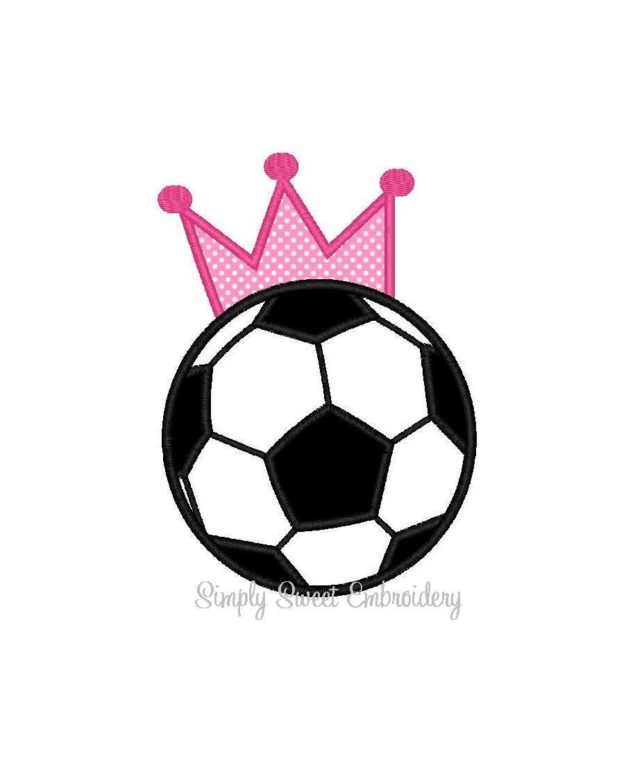 Soccer Ball Princess Crown Applique Design Etsy