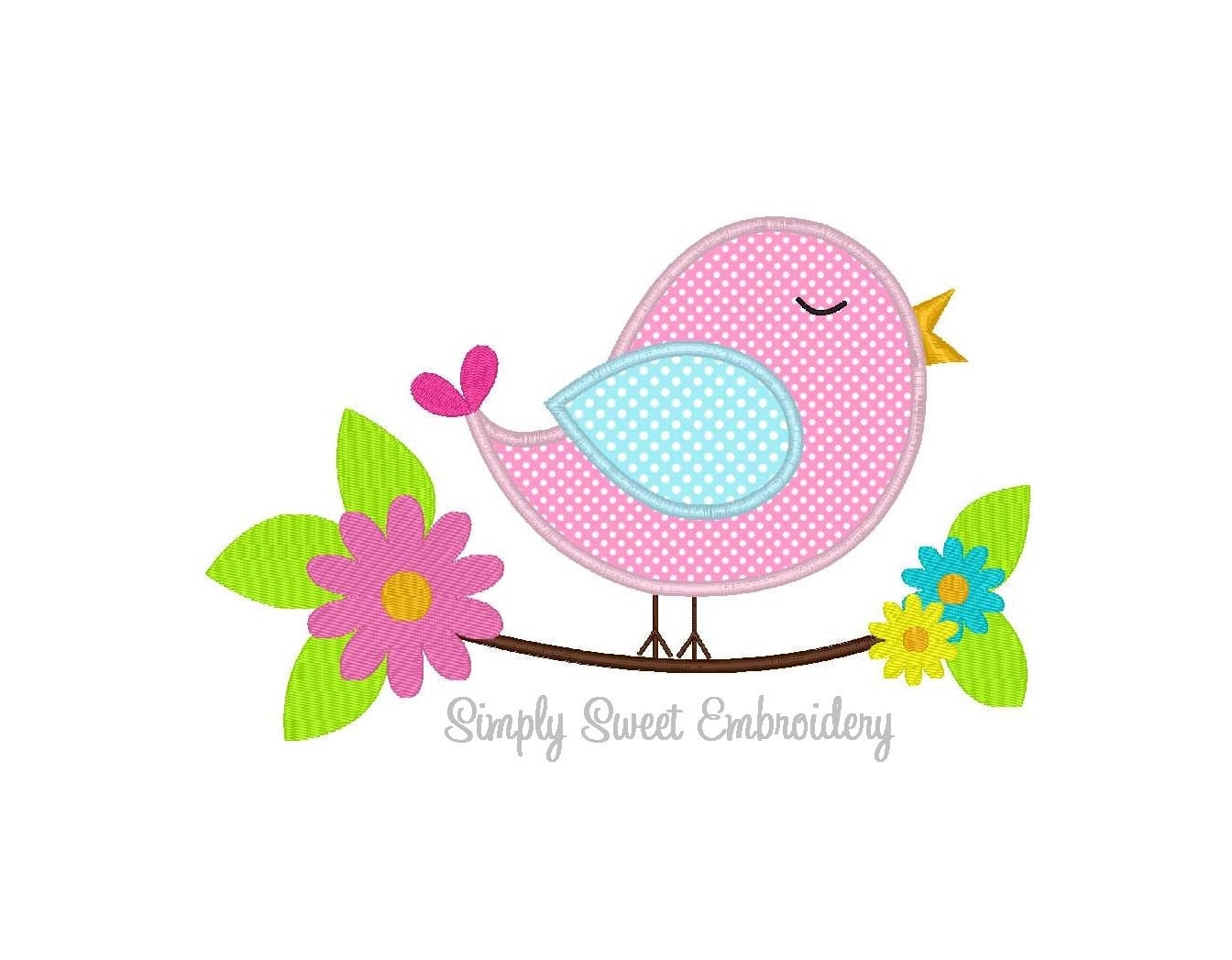 Bird Branch Machine Embroidery Applique Design - Etsy