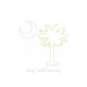 Vintage Stitch Palmetto Tree Machine Embroidery Design - 7 sizes