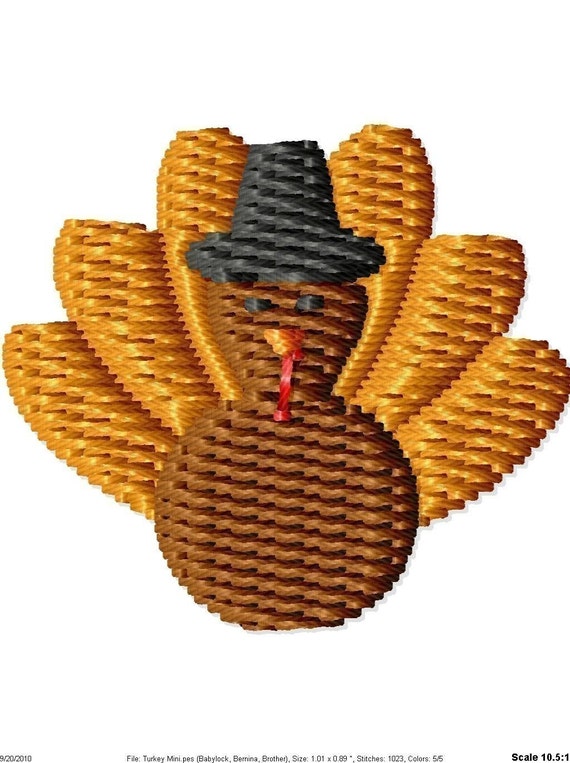 Thanksgiving Turkey Machine Embroidery Monogram Design Mini Etsy