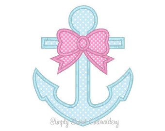 Anchor Bow Machine Embroidery Applique Design