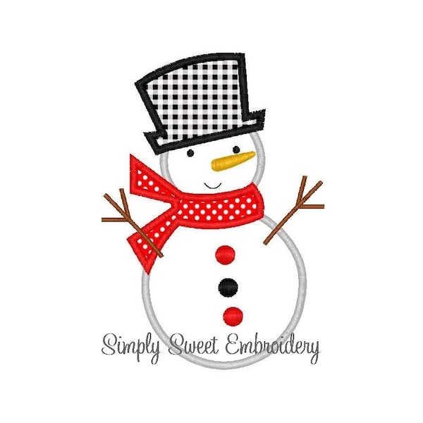 Christmas Snowman Machine Embroidery Applique Design