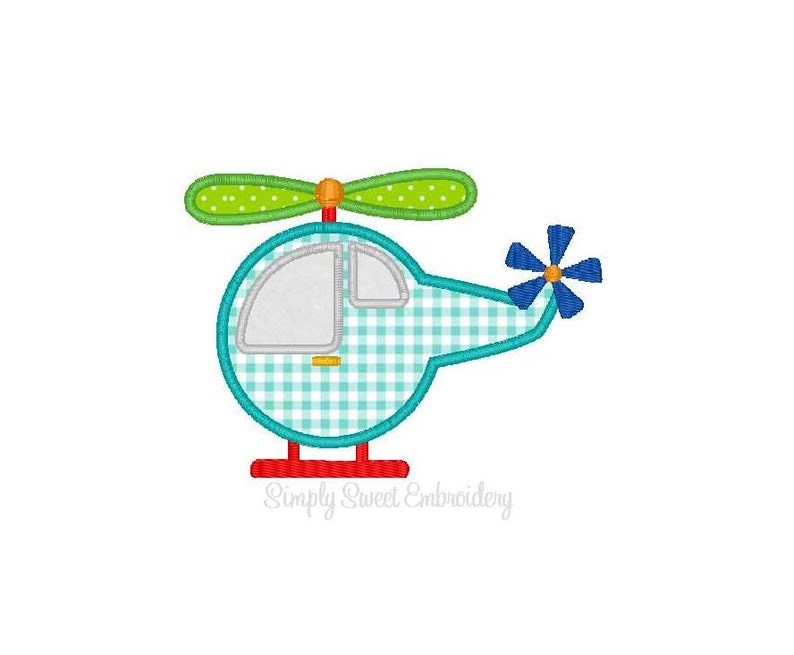 Helicopter Machine Embroidery Applique Design image 1