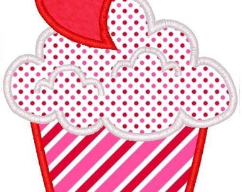 Heart Cupcake Machine Embroidery Applique Design