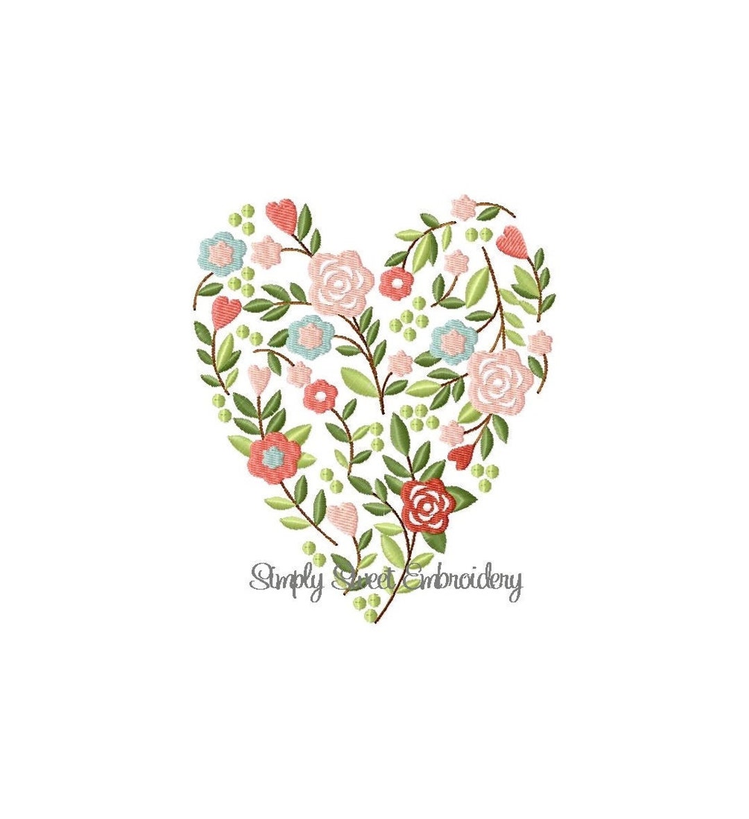 Flower Heart Machine Embroidery Design - Etsy