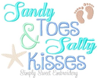 Sandy Toes and Salty Kisses Machine Embroidery Design