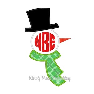 Snowman Monogram Applique Design - Instant Download