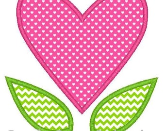 Heart Flower Machine Embroidery Applique Design