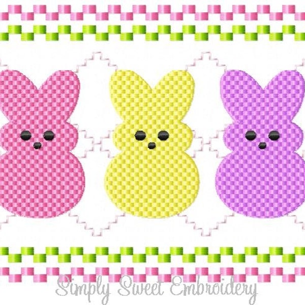 Faux Smocking Easter Bunnies Machine Embroidery Design