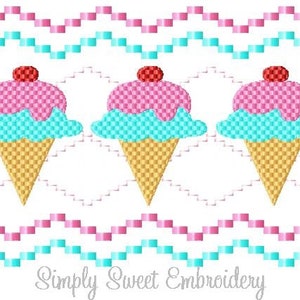 Faux Smocking Ice Cream Machine Embroidery Design