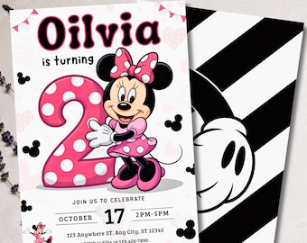 Editable Minnie Mouse Birthday Invitation, Minnie Mouse Birthday, Pink Minnie Invites, Instant Download - RAMI0145