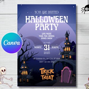 Editable Halloween Party Invitation, Editable Spooky Haunted House Template- RAMI0068