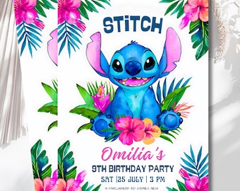 Stitch Birthday Invitation Editable Template, Canva Editable Birthday Invitation, Stitch Birthday Party Invitation - RAMI0166