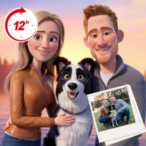 Custom Cartoon Pixar Style Portrait from Photo, Digital 3D Portrait, Become a Pixar Character, Couple Gift, Couples' Portraits