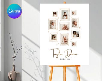 Editable First Birthday Milestone Poster Template, First Birthday Stats Sign, INSTANT DOWNLOAD - RAMI0015