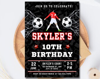 Editable Soccer Birthday Invitation: Kids Party, Digital Download - RAMI0101