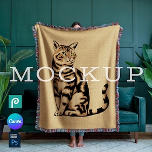 Jacquardfransad vävd filtmodell: Canva och Photoshop (PSD-mall)
