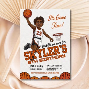 Basketball Birthday Invitation | Sports Party Invite for Kids | Basketball Theme Printable | Custom Name & Age | Sports Party Invite