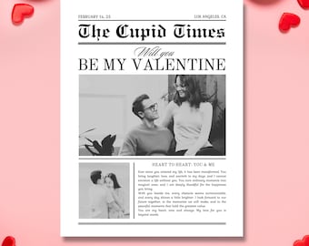 Valentines Cupid Times Newspaper Template, Instant Download - RAMI0188