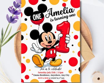 Mickey Mouse Birthday Invitation: Oh Twodles, Printable PNG (Digital Download)