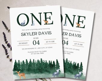 Wild One Safari Birthday Invitation, Safari Animals Invitation, Jungle Animals, Instant Download - RAMI0178