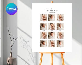 First Birthday Milestone Poster Template, Editable First Birthday Stats Sign, First Year Milestone Sign, Instant Download, RAMI0010
