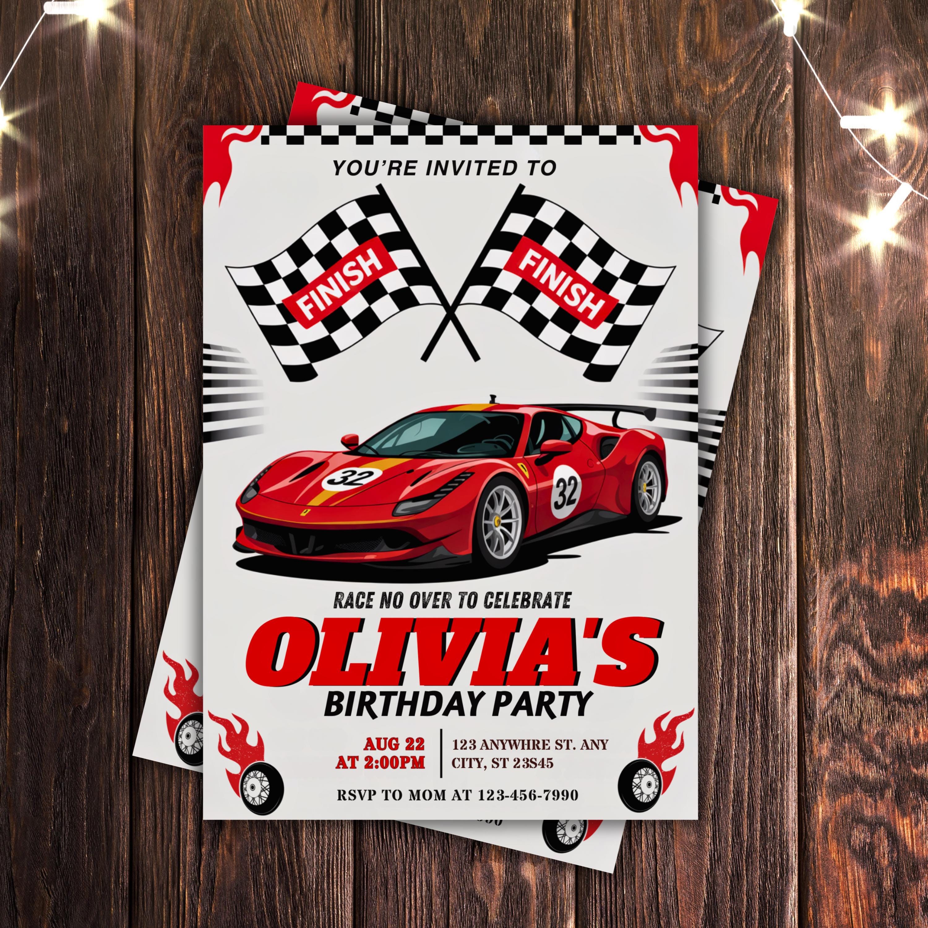 Editable Race Car Birthday Invitation Template, Racing Car, Race on ...