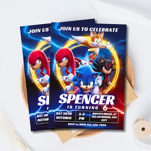 Sonic Birthday Invitation Template: Editable Kids Party Invite (Digital Download)
