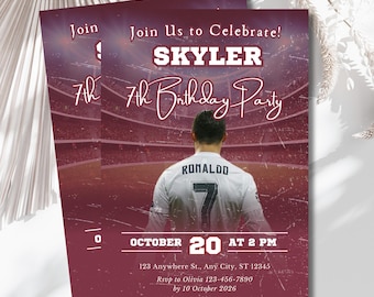 CR7 Football Birthday Invitation: Editable Soccer Party Template, Instant Download - RAMI0163