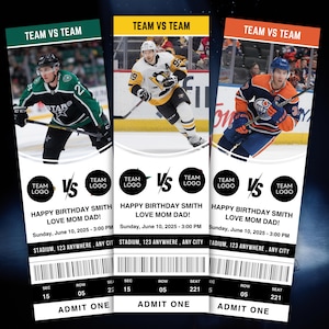 Bearbeitbares Hockeyticket, Überraschungshockeyspielticket, druckbares Sportticketgeschenk für ihn, benutzerdefinierte Hockeyticketvorlage, Canva-Vorlage