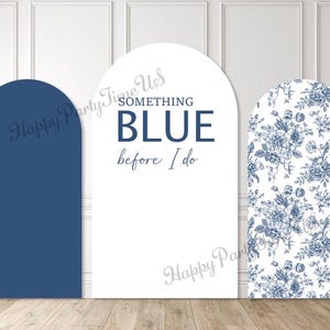 Blauer Blumenbogen-Hintergrund: Hochzeitsdekoration