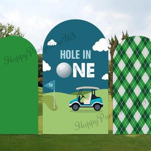 Soporte de fondo con arco para cubrir decoraciones de fiesta de hoyo en uno, accesorios para cubrir marcos arqueados para fiestas de golf