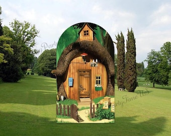Bogen Backdrop Stand Covers Bear House Partydekorationen Bear Parties gewölbten Rahmen Cover Prop