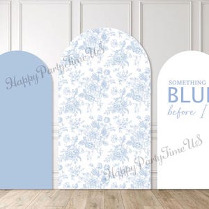 Support pour toile de fond en forme d'arche, fleurs bleues, décorations de fête, quelque chose de bleu avant de faire les mariages, future mariée, toile de fond