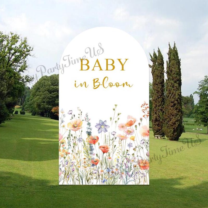 Aperturee Spring Plant Gold Glitter Baby Shower Arch Backdrop main image 0