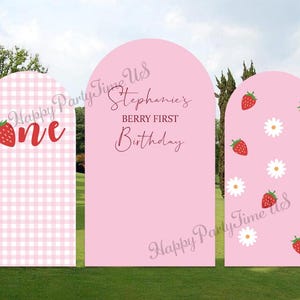 Arch Backdrop Stand Covers Strawberry Party Decorations Berry First Parties Arched Frame Cover Prop