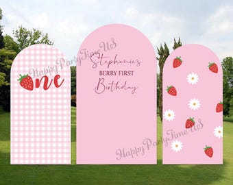 Double sided Arch Covers Strawberry Party Decorations Berry First Birthday Backdrop