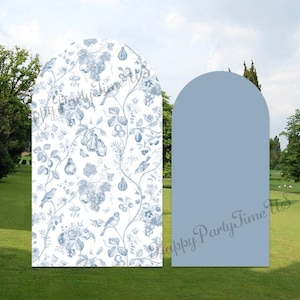 Blue Floral Arch Backdrop Cover: Chinoiserie Party Decoration