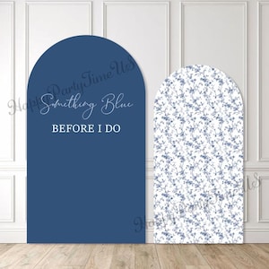 Blue Floral Arch Backdrop Cover: Wedding Party Decor