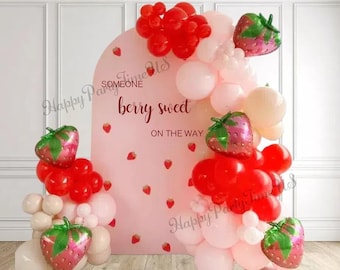 Double sided Arch Covers Strawberry Party Decorations Berry First Birthday Backdrop