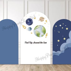 Arch Backdrop Stand Covers Astronaut Planet Galaxy Party Decorations Outer Space First Trip Around the Sun Baby Shower Backdrop