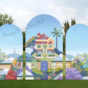 Arch Backdrop Stand Covers Blue Dog House Party Decorations Blue Dog Parties Arched Frame Cover Prop