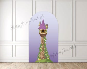 Princess Castle Arch Backdrop Cover: Purple Birthday Party Decorations
