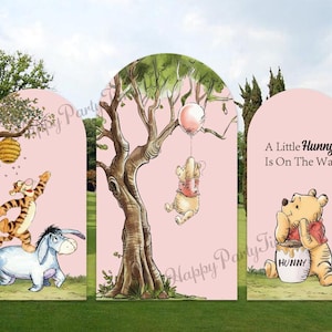 Winnie the Pooh Arch Backdrop Cover: Birthday Party Decoration