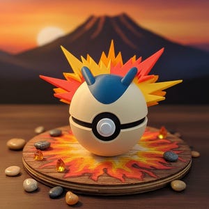 Typhlosion Themed Pokeball – 3D Printed Display Figure