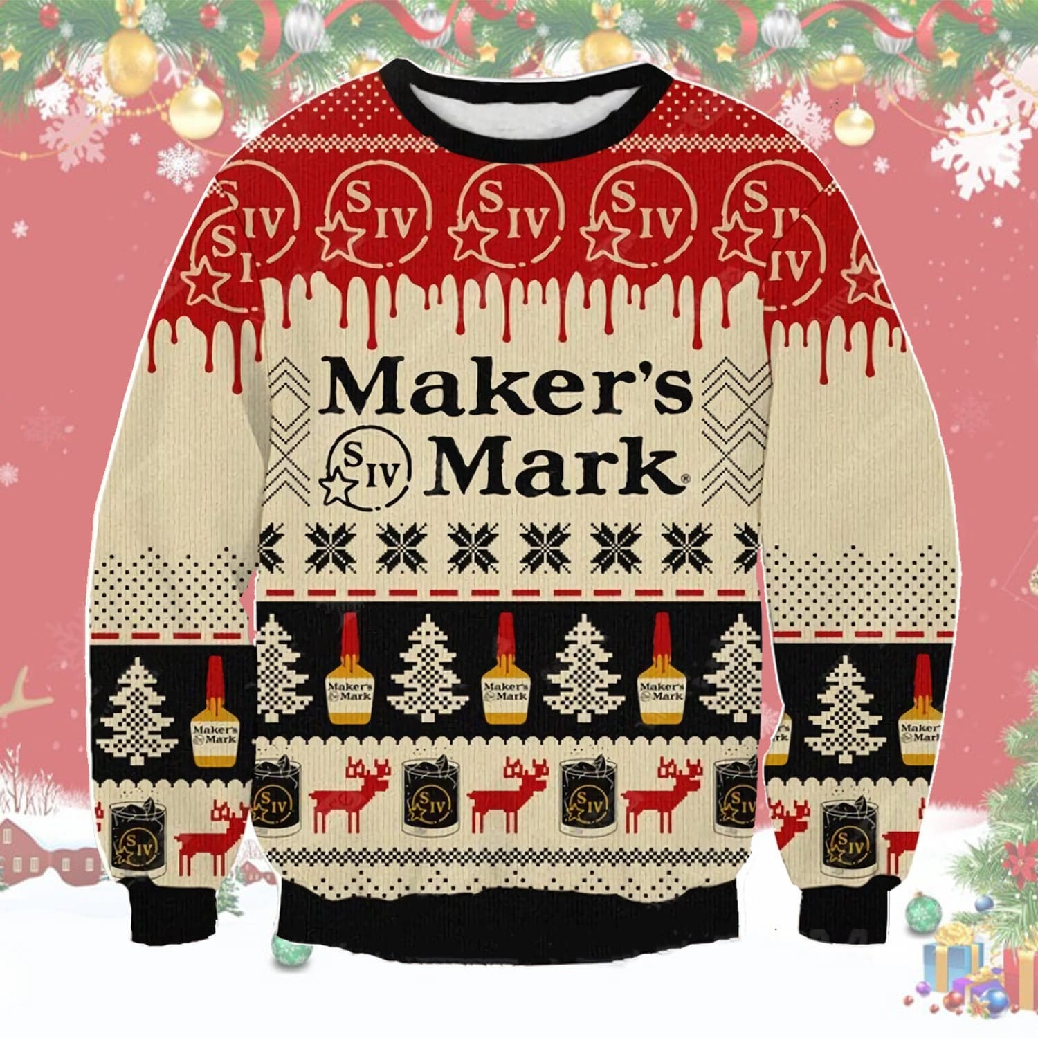 Maker's Mark Christmas Ugly Sweater Men  3D Sweater