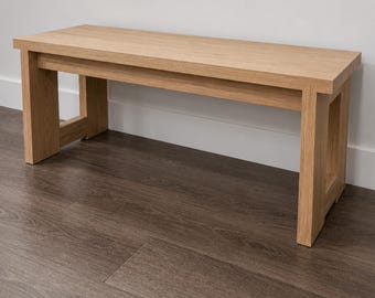 Solid Wood Bench | White Oak, Red Oak, Ash Entryway, Living Room, Bedroom or Dining Seating