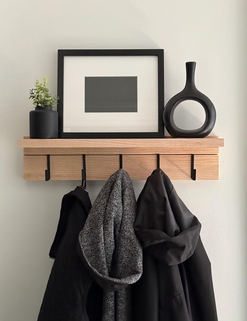 Wall Mounted Coat Rack With Shelf- Handcrafted With Solid Hardwood - Etsy