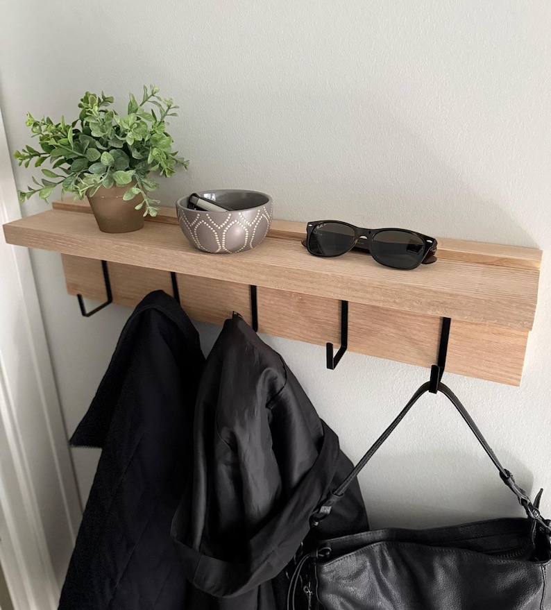 Wall Mounted Coat Rack With Shelf- Handcrafted With Solid Hardwood - Etsy