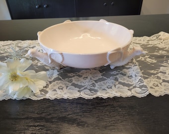Shell Pink Milk Glass Footed Bowl